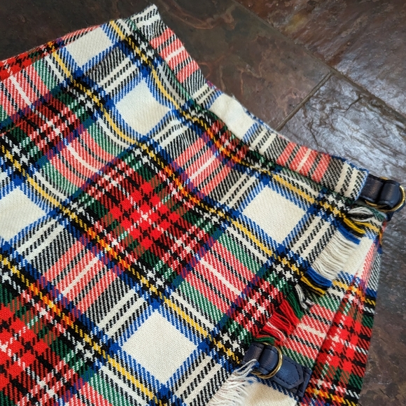 vintage PLAID PLEATED wrap SKIRT xs (E1) - Picture 5 of 9